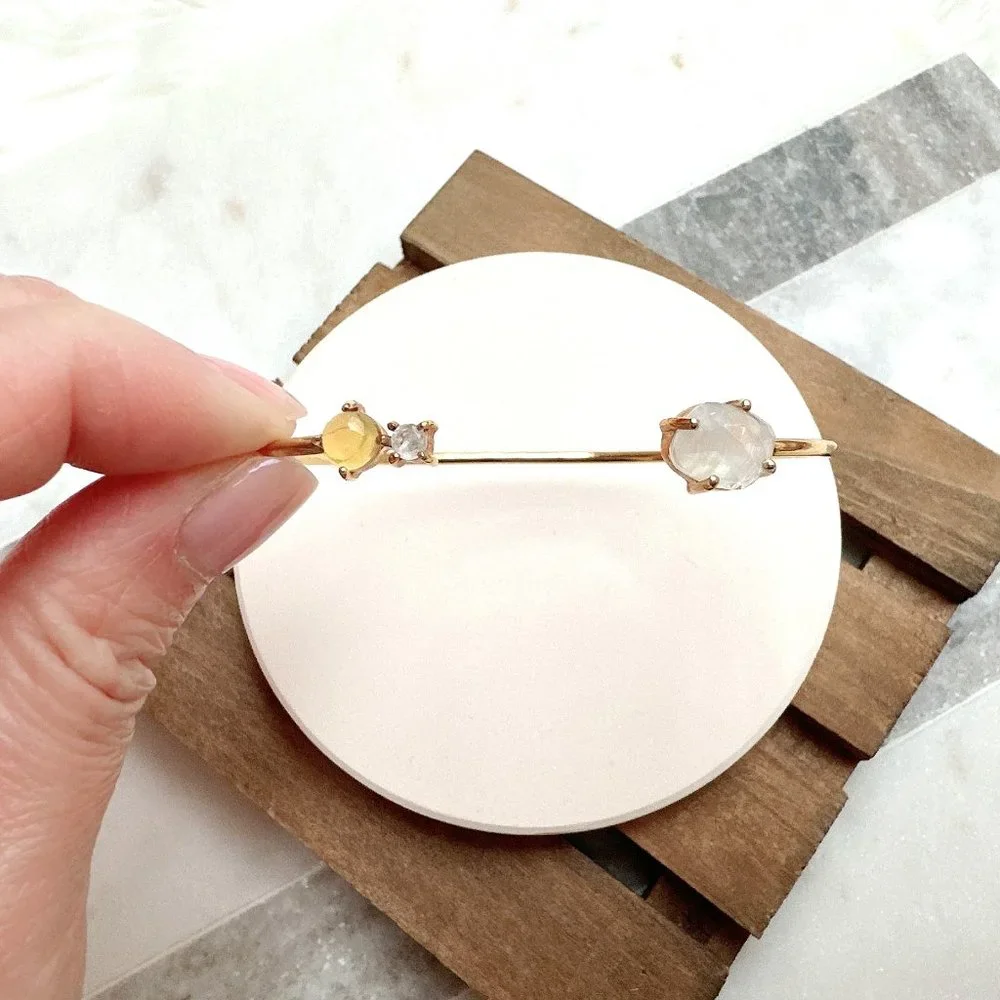Gold-Filled Gemstone Bangle Bracelet - Picture 3 of 4